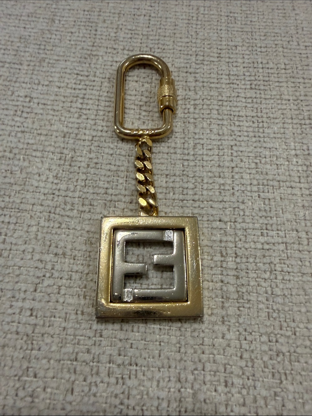 Vintage Fendi Gold-Tone Square Keychain